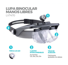 VINCHA CON LUPA Y LUZ LED GALILEO LV7470 - comprar online