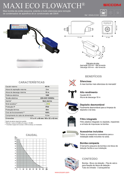BOMBA DE DRENO SICCOM MAXI ECO 40l/h AR CONDICIONADO SPLIT - comprar online