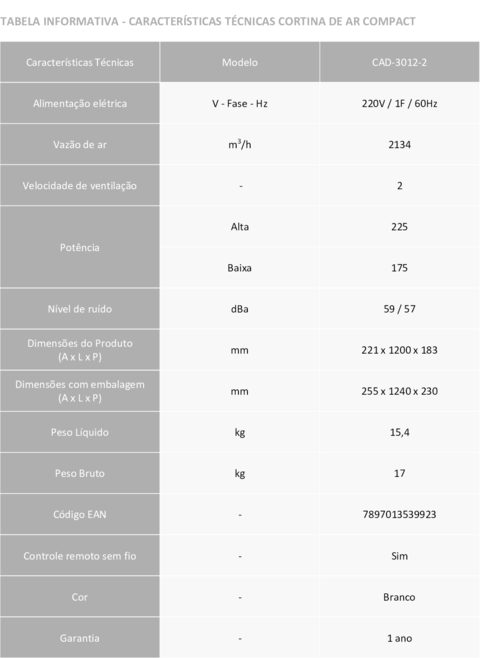 Cortina de Ar Elgin Compact 120cm 220V - comprar online