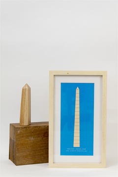 Set Obelisco: postal enmarcada + edificio miniatura en madera