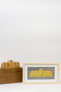 Set Abasto: postal enmarcada + edificio miniatura en madera