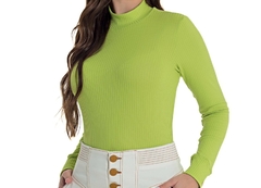 Blusa Aurora Malha Canelada Verde Limão - comprar online