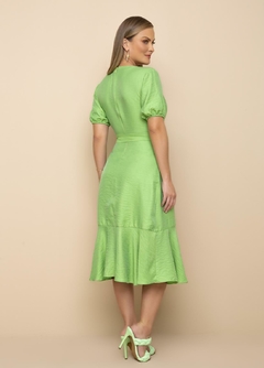 Vestido Plano Verde Com Faixa - Majurye Modas