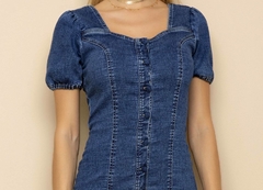 Vestido Jeans Sustentável Com Botões Encapados - comprar online