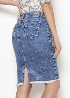 Saia Tradicional Jeans Com Barra Desfiada - comprar online