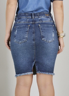 Saia Tradicional Jeans Com Barra Desfiada 50cm - comprar online