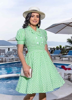 Vestido Doarice Xadrez Maria Moura Verde - Majurye Modas