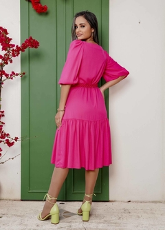 Vestido Viscose com Cinto Maria Moura Pink - Majurye Modas