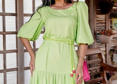 Vestido Viscose com Cinto Maria Moura Verde - comprar online