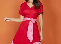 Vestido Plano com Mix de Tecido - comprar online