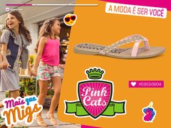 Sandália Infantil Feminina Pink Cats Rasteirinha