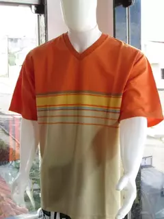 Imagem do Camisa Masculina Gola V Malha Canelada .com.br /Laranja