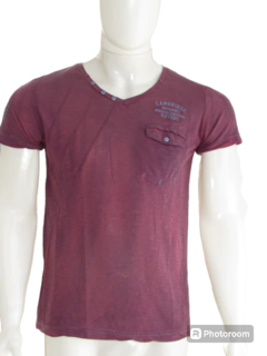 Camiseta Khotos Masculina Gola V Silk Bordo