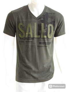 Camiseta Sallo Masculina Gola v Silk Verde Exercito na internet