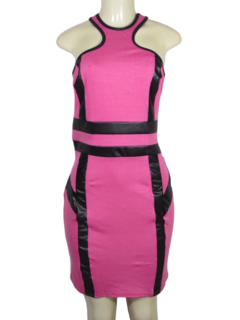 Vestido Curto Mixxus Regata Bicolor Pink/preto