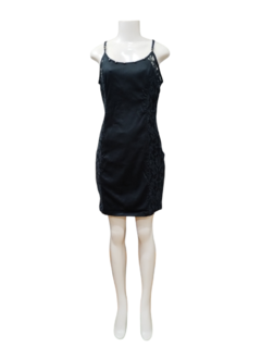 Vestido Tubinho Preto Com Alça Detalhe Lateral Renda - comprar online