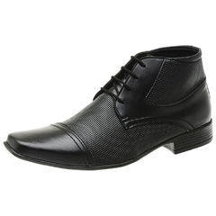 Bota Social Moda Masculina confeccionada em Couro Ecológico 1081 San Lorenzo Graxo Preto - netpizante