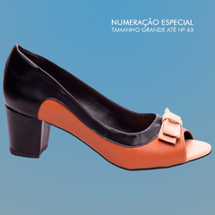 Sapato Peep Toe Salto Grosso Baixo Arrasadora Numeração Grande