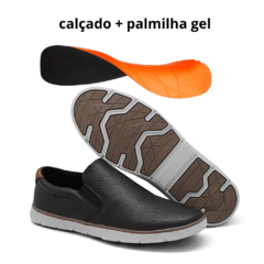 Sapatilha Masculina Solado Bicolor Couro Legitimo +Palmilha anatômica