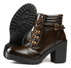 Bota Feminina Salto Grosso Cano Médio Moda Inverno - comprar online