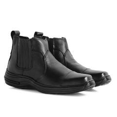 Bota Masculina Modelo Comfort Solado Costurado Couro Legitimo Preto na internet