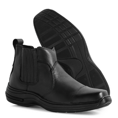 Bota Masculina Modelo Comfort Solado Costurado Couro Legitimo Preto - netpizante