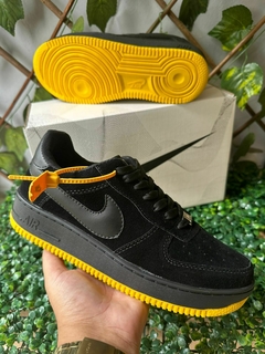 Tênis Masculino Air Force Camurça Preto Soleta Amarelo-Frete Grátis Por Região - comprar online