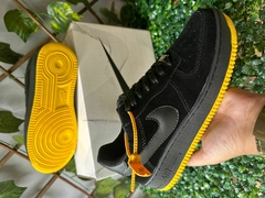 Tênis Masculino Air Force Camurça Preto Soleta Amarelo-Frete Grátis Por Região - netpizante