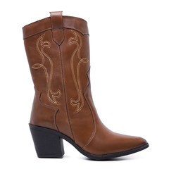 Bota Feminina Texana Western Em Couro Legitimo - comprar online