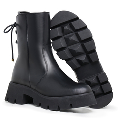 Bota Coturno Feminino Via Vega Cano Alto Moda Casual Couro Legitimo