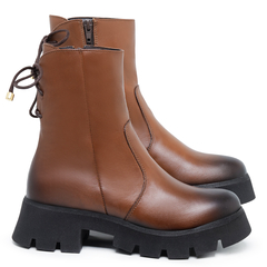 Bota Coturno Feminino Via Vega Cano Alto Moda Casual Couro Legitimo - netpizante