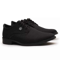Sapato Social Oxford Masculino Em Tecido Lona Dublada Preto - comprar online