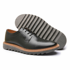 Sapato Calvest Oxford Clássico De Amarrar Preto Tratorado