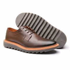Sapato Calvest Oxford Clássico De Amarrar Café Tratorado - comprar online