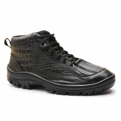 Bota Masculina Calvest Robusto Couro Genuíno Solado Flex Gel Costurado