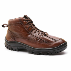 Bota Masculina Calvest Robusto Couro Genuíno Solado Flex Gel Costurado