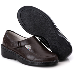 Sapato Feminino Anti Stress Em Couro Solado Anabela Super conforto Mocassim - comprar online