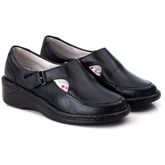 Sapato Feminino Anti Stress Em Couro Sola Anabela Super conforto Mocassim