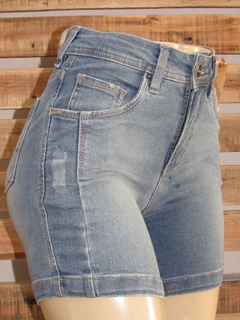 Short Jeans Feminino Luápole Cintura Alta Meia Coxa