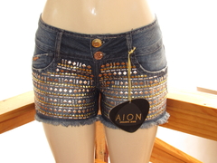 Short Jeans Aion Feminino Cós Médio Com Aplição