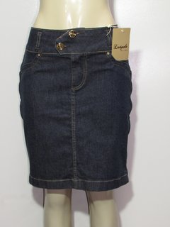 Saia Luapole Jeans Midi Cintura Media C/ Zíper lateral Moda Evangélica Verão