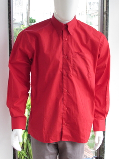 Camisa Social Vermelho Tekol Manga Longa Slim Com Bolso