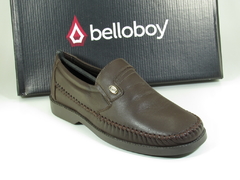 Sapato Mocassim Masculino Belloboy Linha Conforto Pele Café Forma Redonda - netpizante