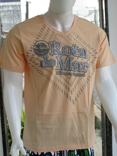 Camisa Masculina Original Rota Do Mar Slim Fit Cubico 100% Algodão Gola v