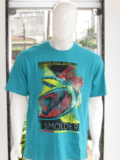 Camiseta Smolder Masculina Adulto Gola Redonda Silk Azul