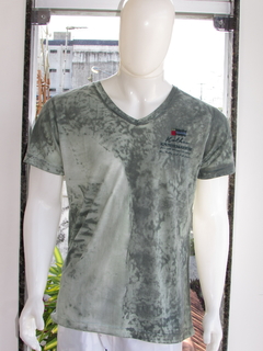 Camisa Masculina Slim Adulto Kothos Silk Verde Cana na internet