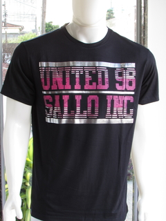 Camiseta Masculina Sallo Gola Redonda Silk Preto Pink