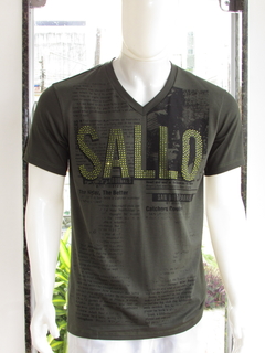 Camiseta Sallo Masculina Gola v Silk Verde Exercito na internet