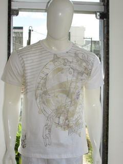 Camiseta Masculina Maresia Espanada Gola Careca Silk Branca 100% Algodão