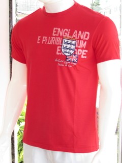 Camiseta Masculina Sallo England Gola Redonda Silk Vermelho - comprar online